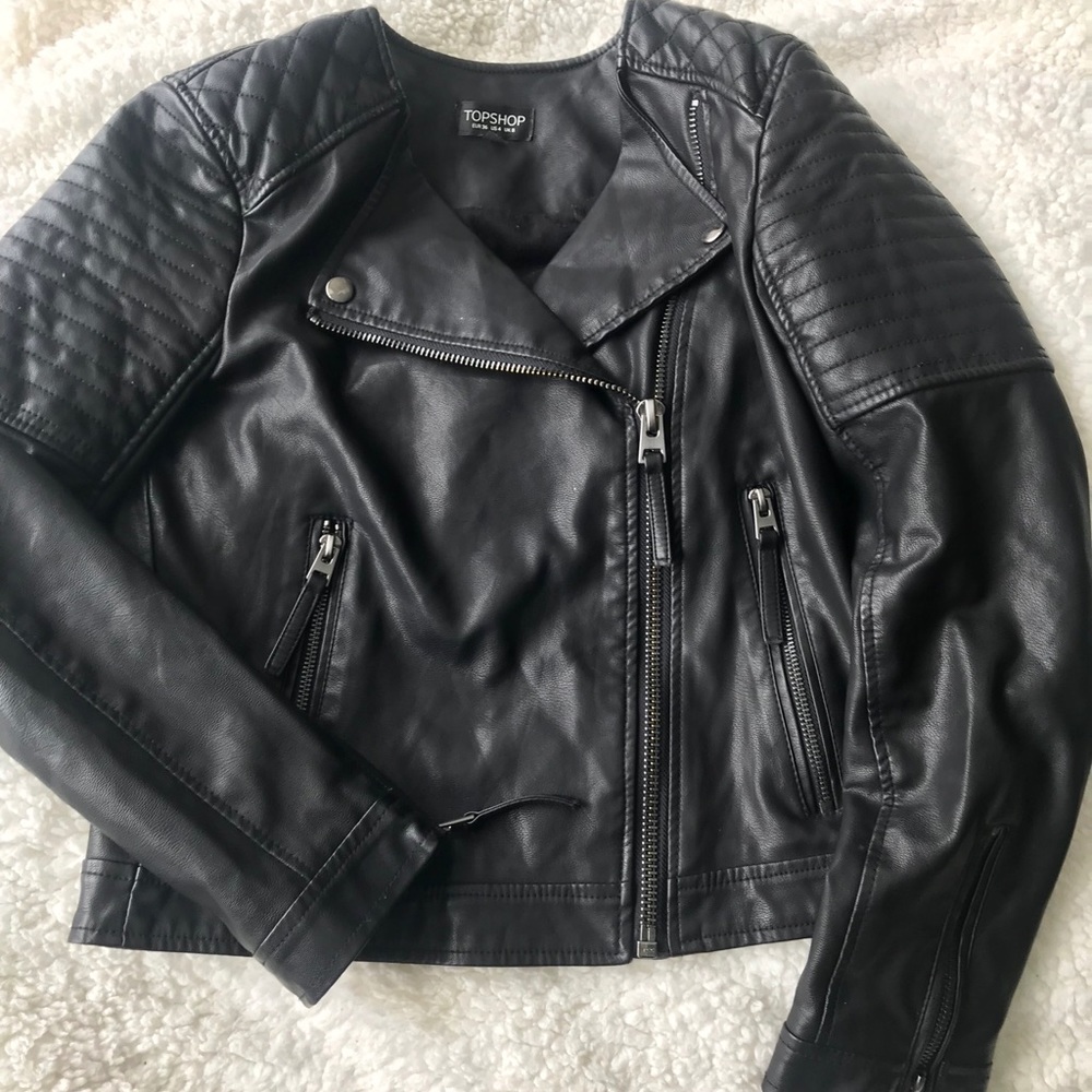 Top Shop black faux leather jacket